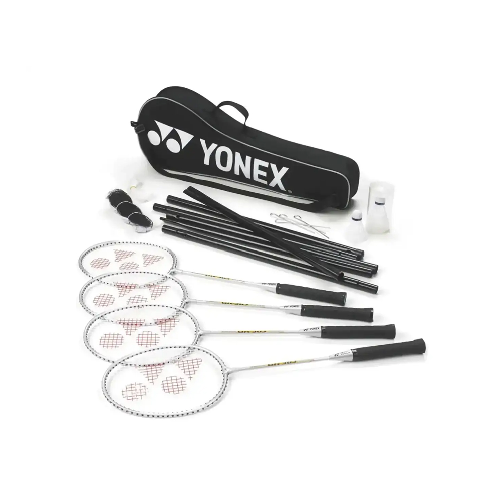 Yonex Set de Badminton (4 Raquetas, 2 Shuttles, Net y Postes)